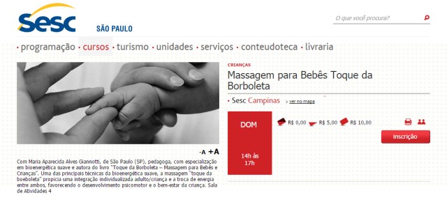 Sesc Sao Paulo massagem para bebes